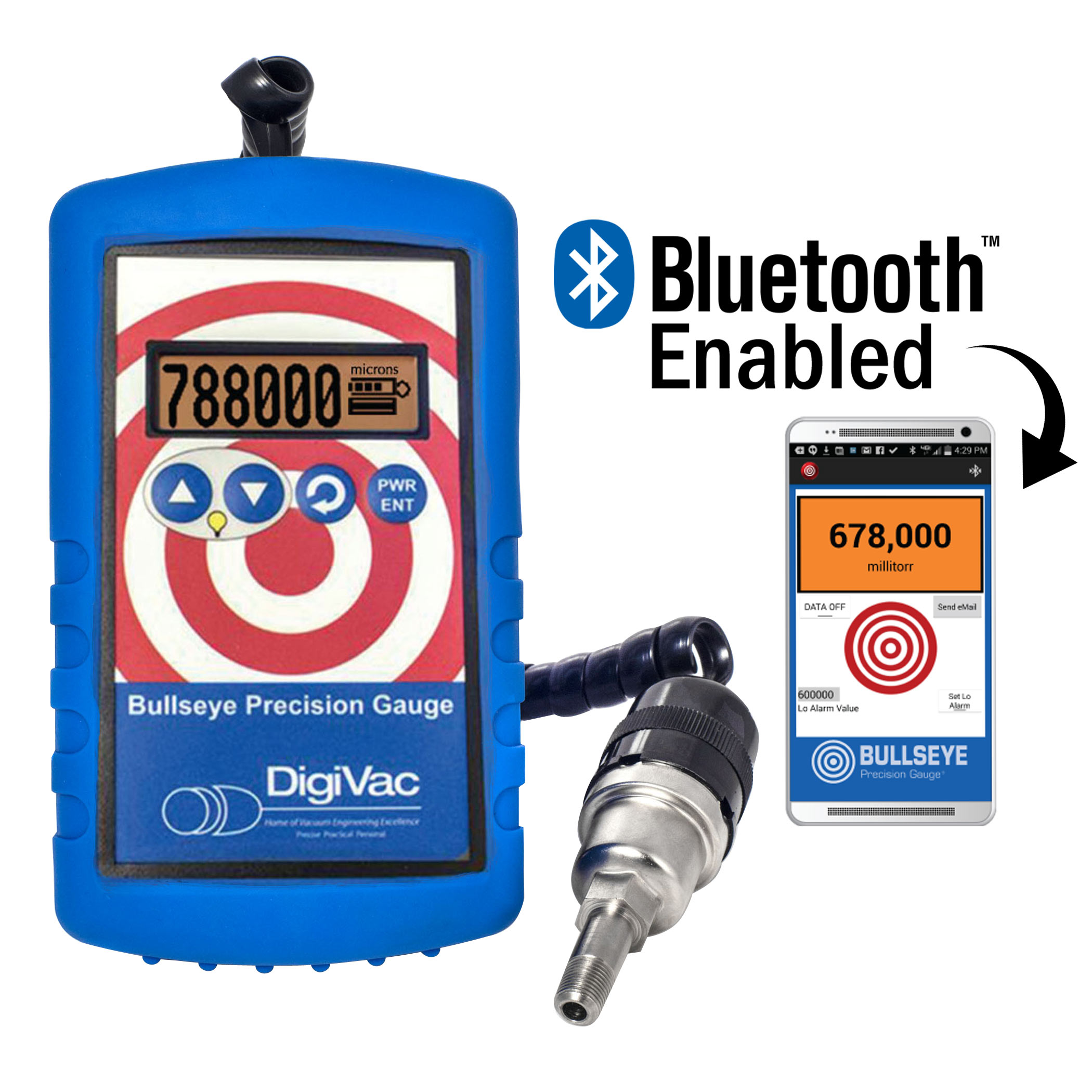 DigiVac Bluetooth Bullseye Gauge the only Wireless Vacuum Gauge