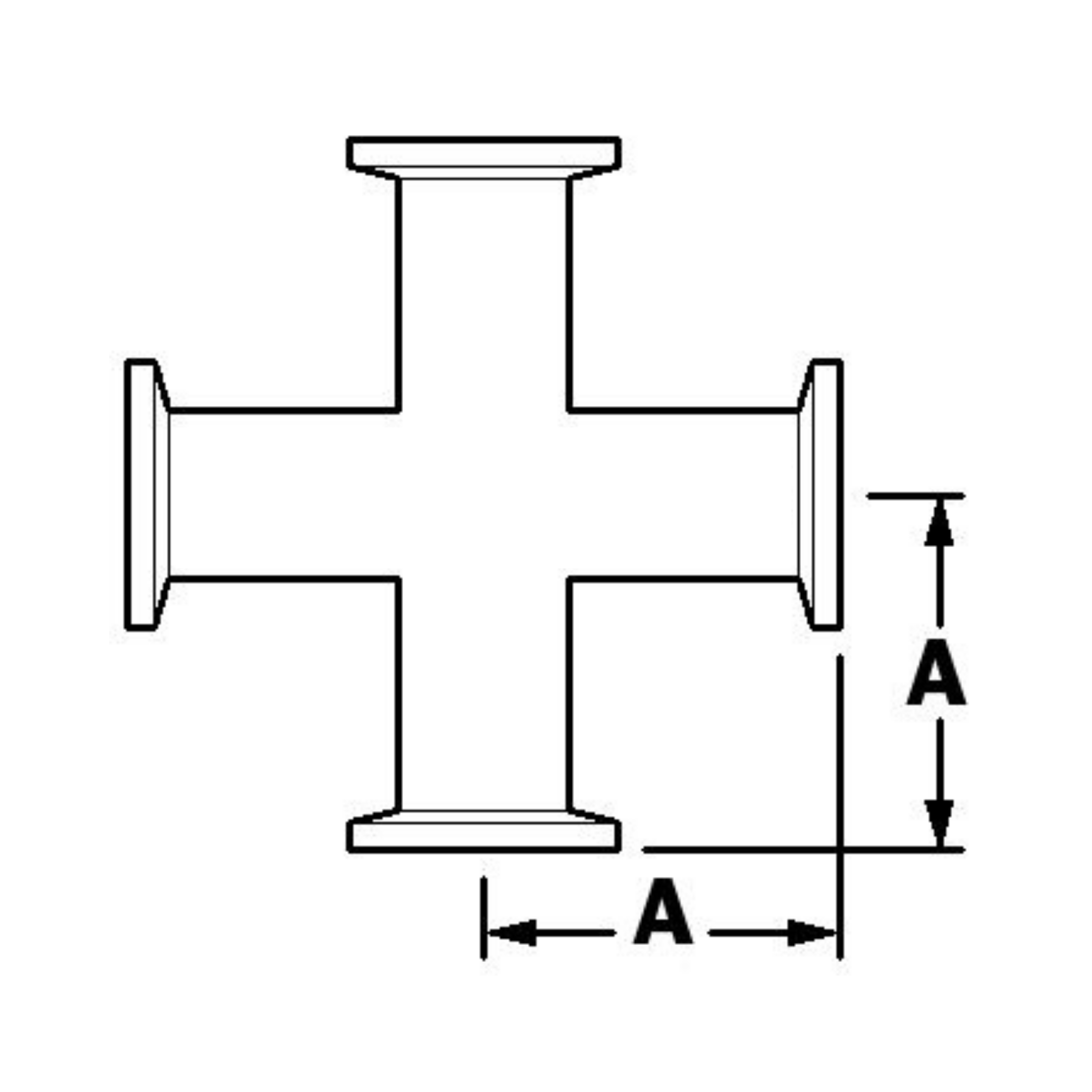 KF 4Way Cross KF16 or KF25 Four Way Cross DigiVac Vacuum fitting